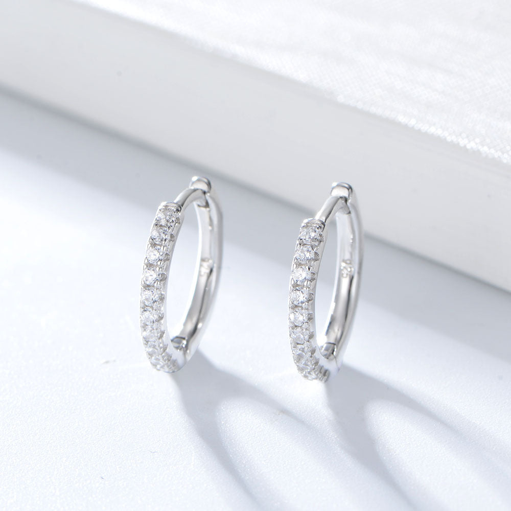 Half Circle Zircon Silver Hoop Earrings for Women