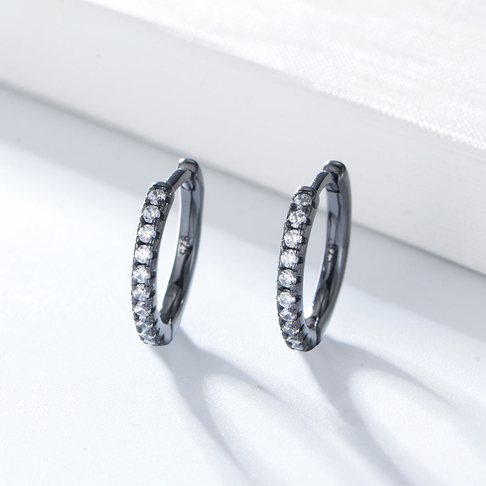 Half Circle Zircon Silver Hoop Earrings for Women