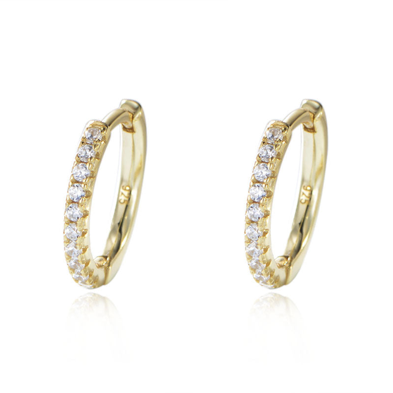 Half Circle Zircon Silver Hoop Earrings for Women