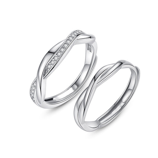 Interwoven Love Silver Couple Ring  for Women