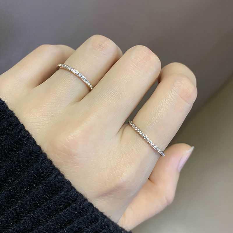 Fine Row Zircon Silver Ring for Women