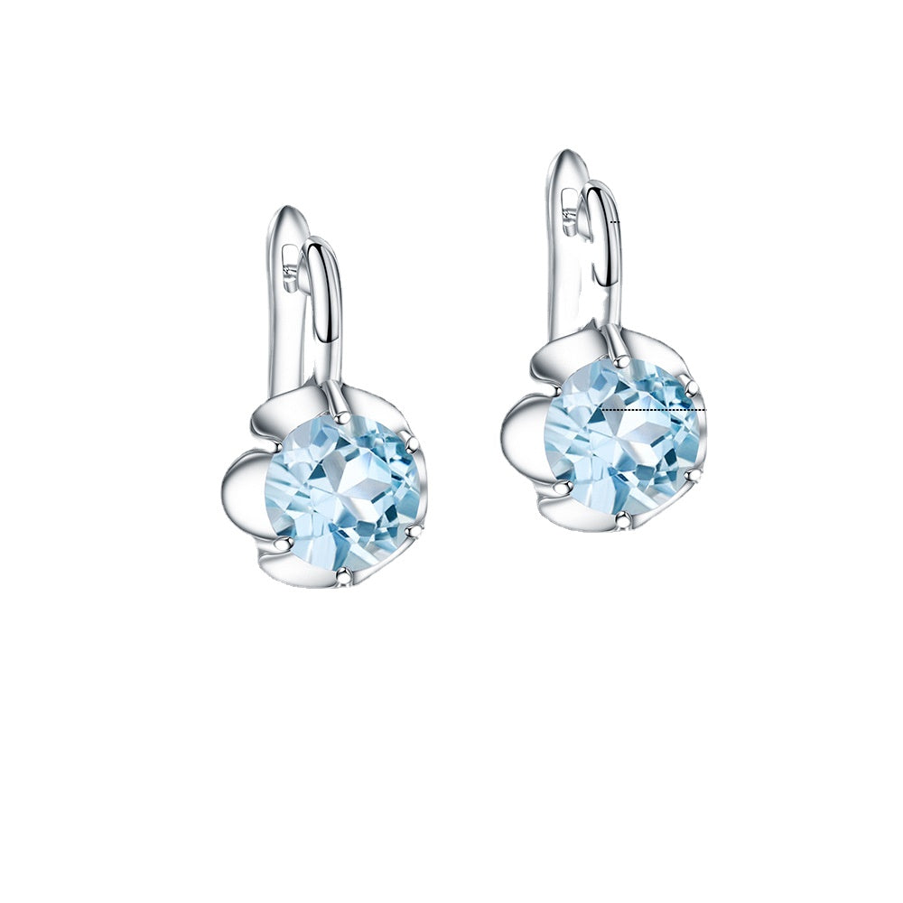 European Creative Flower Silver Drop Earrings for Women