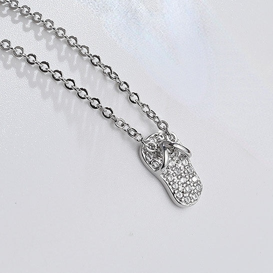 Zircon Slippers Pendant Silver Necklace for Women