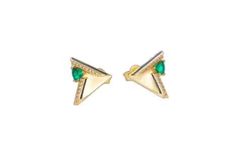 Golden Triangle Enamel Studs Earrings for Women