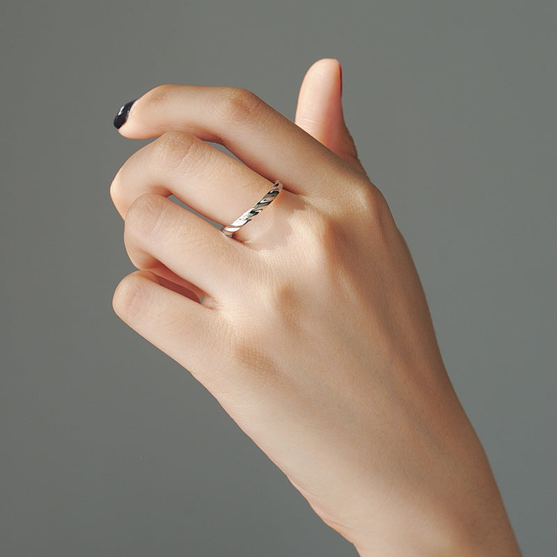 Wave Curved Face Silver Couple Ring