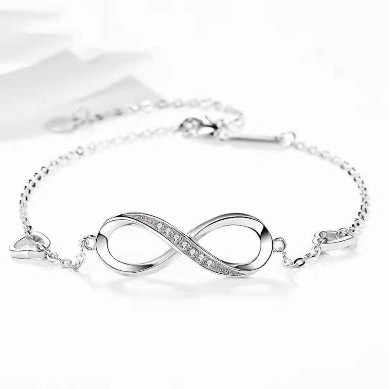 Zircon Mobius Strip Silver Bracelet for Women