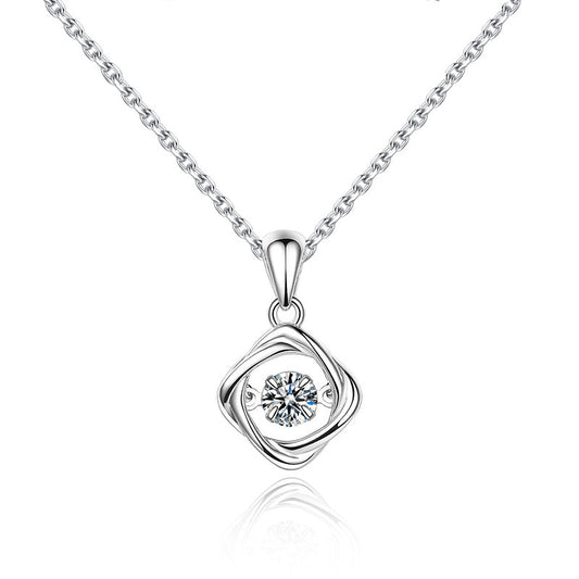 (Pendant Only) Lucky Clover Design with Round Zircon Silver Pendant for Women