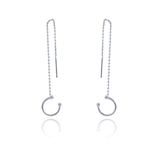 Two Wearing Long Tassle Ear Clip Silver Drop Earrings for Women