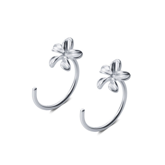 Flower Ear Hook Silver Studs Earrings for Women