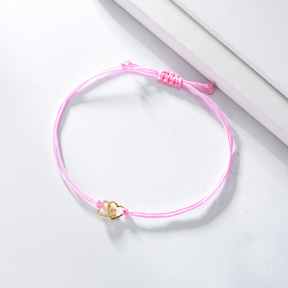 Double Heart Pull-out Braided Bracelet for Women