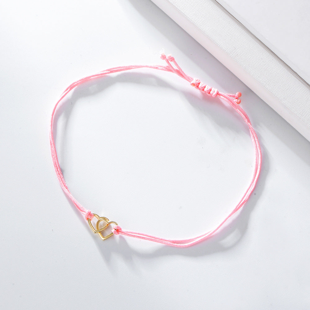 Double Heart Pull-out Braided Bracelet for Women