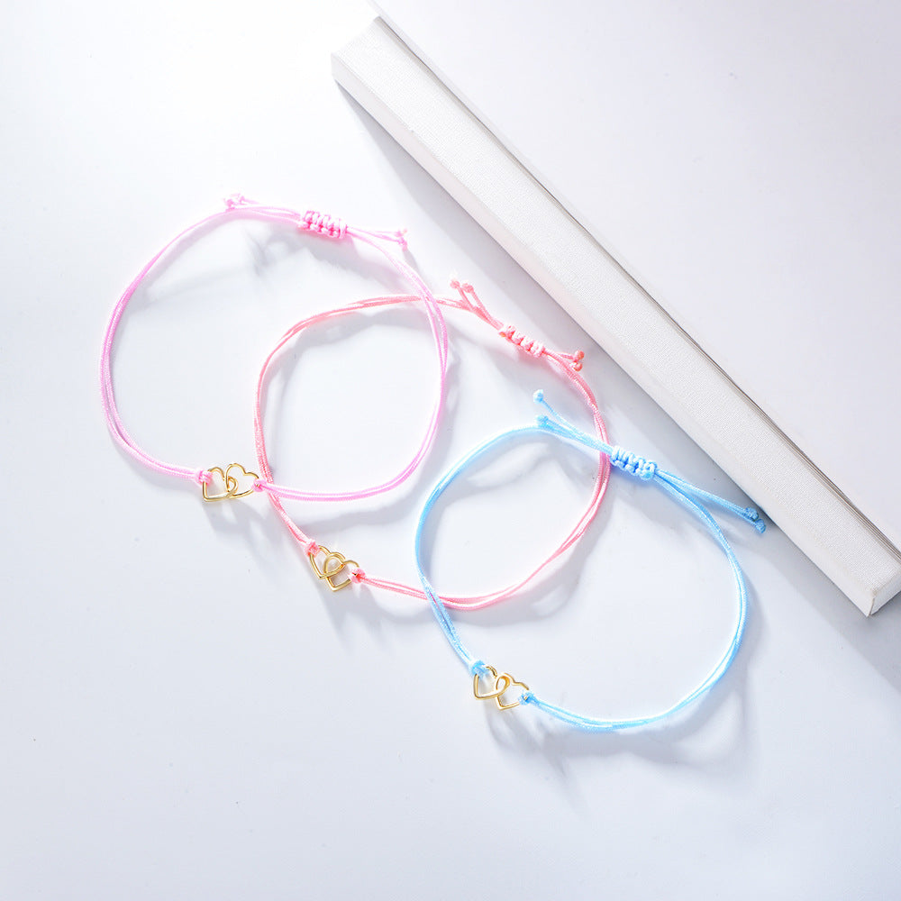 Double Heart Pull-out Braided Bracelet for Women