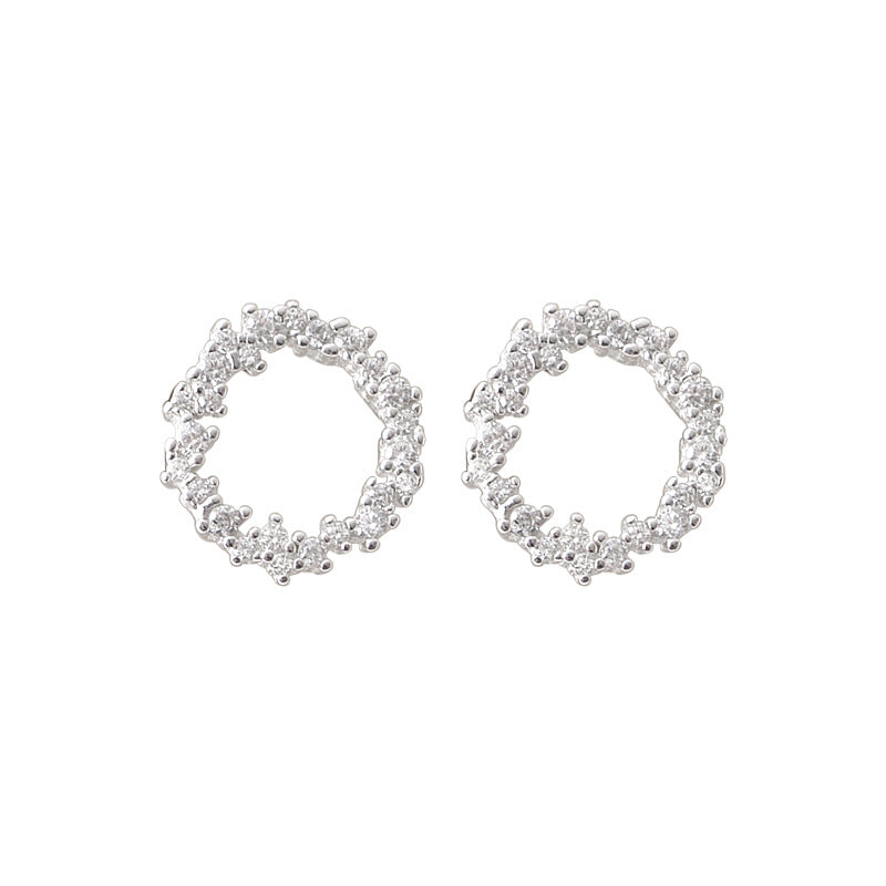 Zircon Garland Silver Stud Earrings for Women