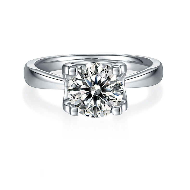 (Four Colours) 2.0CT Moissanite Round Cut Solitaire Ring for Women