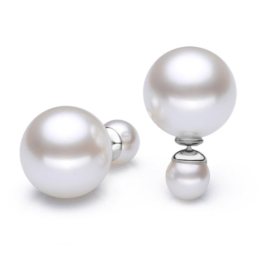 Double-sided Pearl Silver Studs Earrings for Women