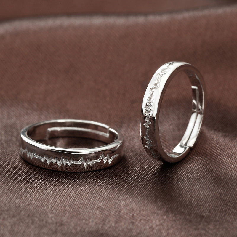 Heartbeat Silver Couple Ring for Women