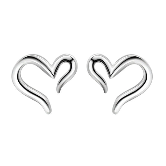 Hollow Heart Silver Studs Earrings for Women