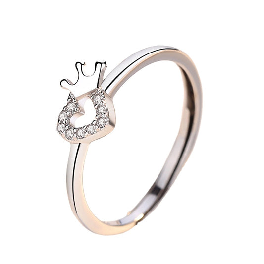 Zircon Love Crown Silver Ring