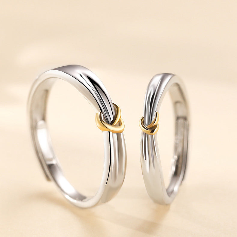 Love Knot Silver Couple Ring for Women