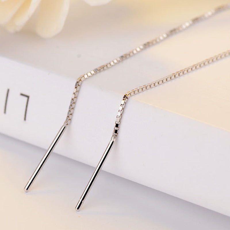 Long Tassle Star Ear Line Silver Drop Earrings for Women