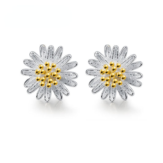 Daisy Flower Silver Studs Earrings for Women