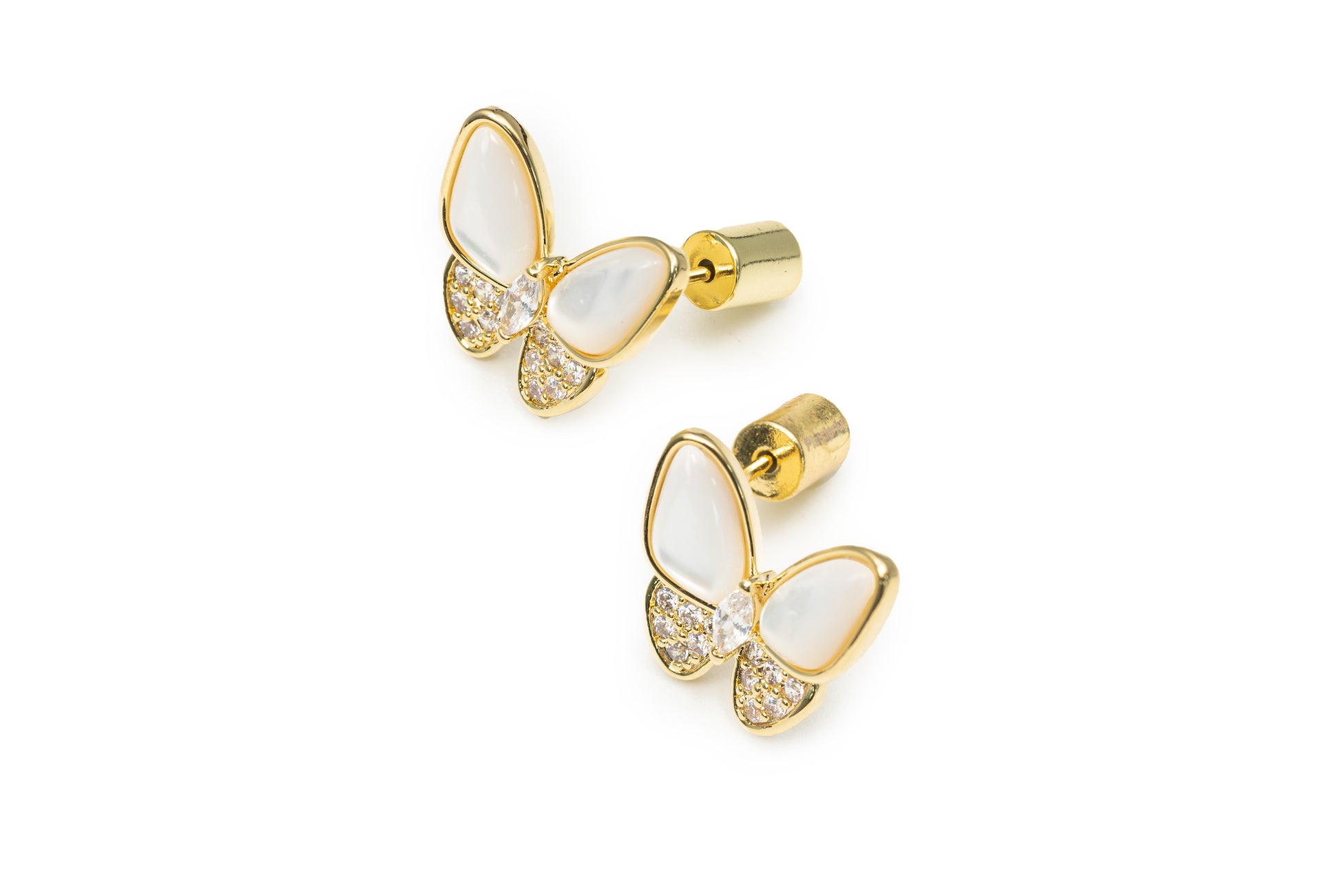 Golden Glazed Butterfly Studs - Golden Studs for Women