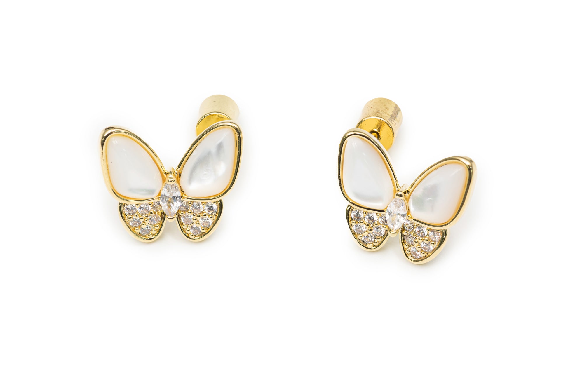 Golden Glazed Butterfly Studs - Golden Studs for Women