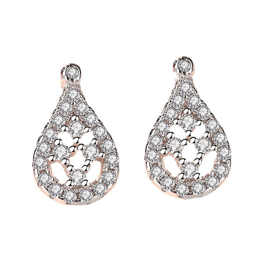 Zircon Water Drop Pendant Silver Studs Earrings for Women