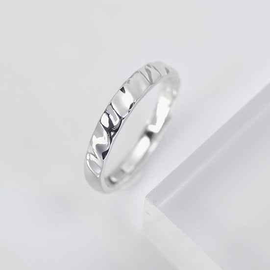 Wave Curved Face Silver Couple Ring