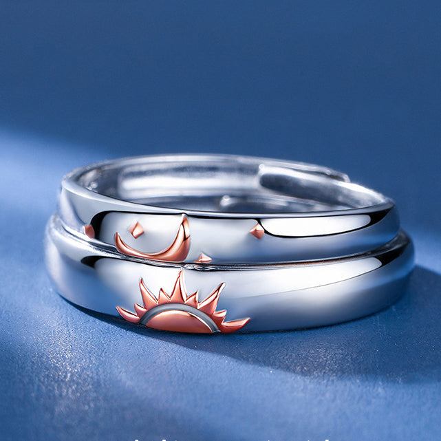 Day and Night Silver Couple Ring for Women