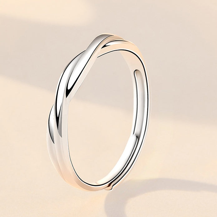 Intertwined Design Silver Couple Ring for Women