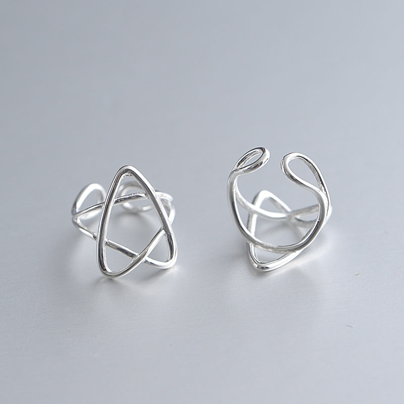 Hollow Five-pointed Star Ear Clip Silver Earrings for Women