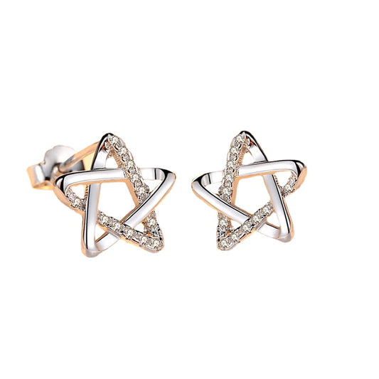 Hollow Five-pointed Star Silver Studs Earrings for Women