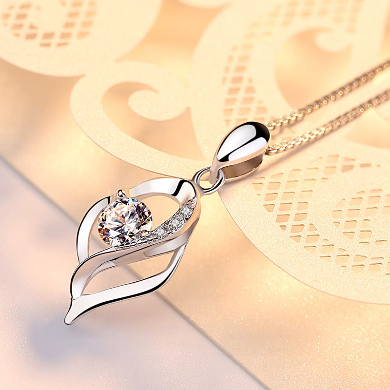 (Pendant Only) Valentine's Day Gift Spiral Heart-shaped with Zircon Silver Pendant for Women