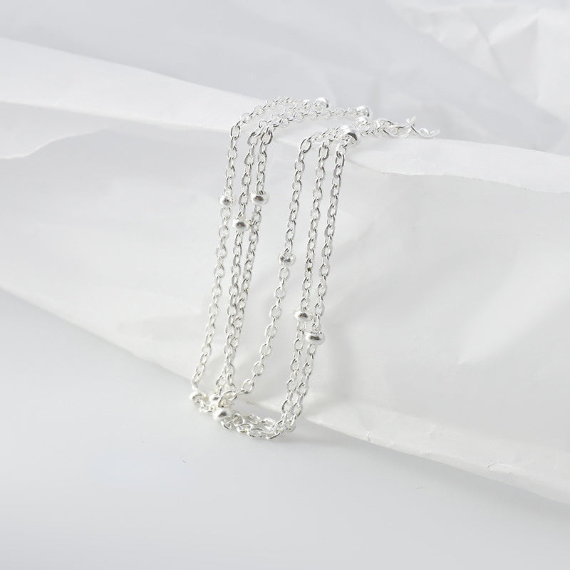 Small Round Bead Silver Necklace for Women