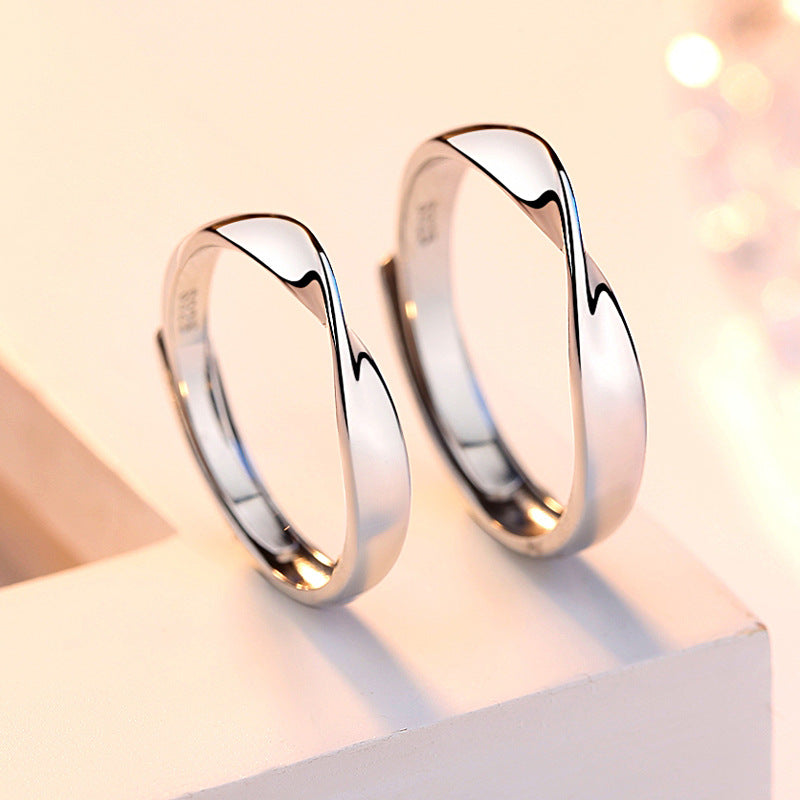 Classic Mobius Silver Couple Ring for Women