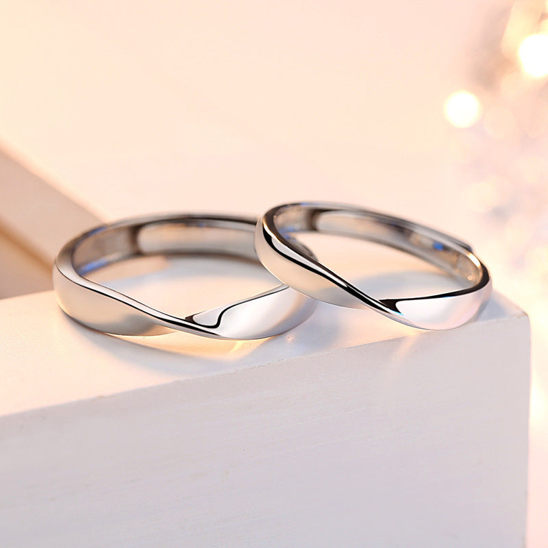 Classic Mobius Silver Couple Ring for Women