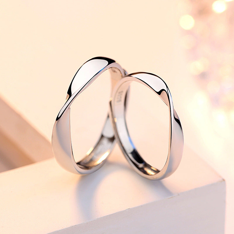 Classic Mobius Silver Couple Ring for Women