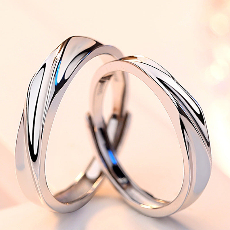 Stripe Silver Couple Ring