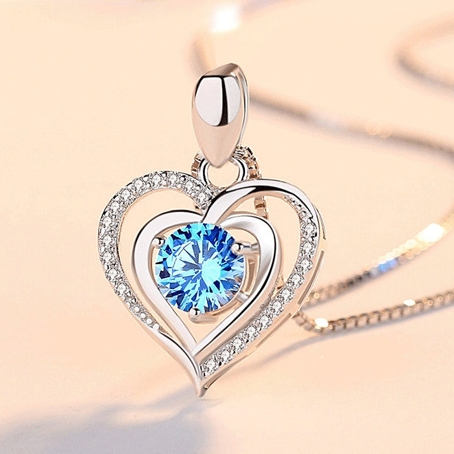 (Pendant Only) Valentine's Day Gift Two Hearts with Zircon Silver Pendant for Women
