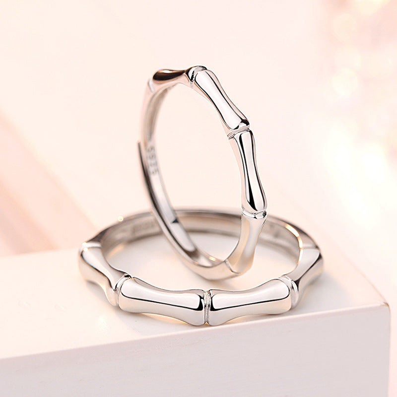 Bamboo Silver Couple Ring for Women