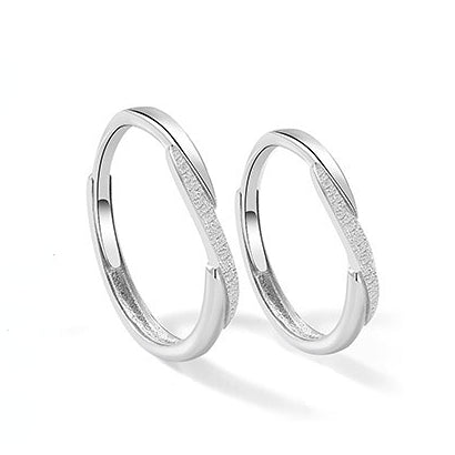 Frosted Spiral Stripe Silver Couple Ring for Women