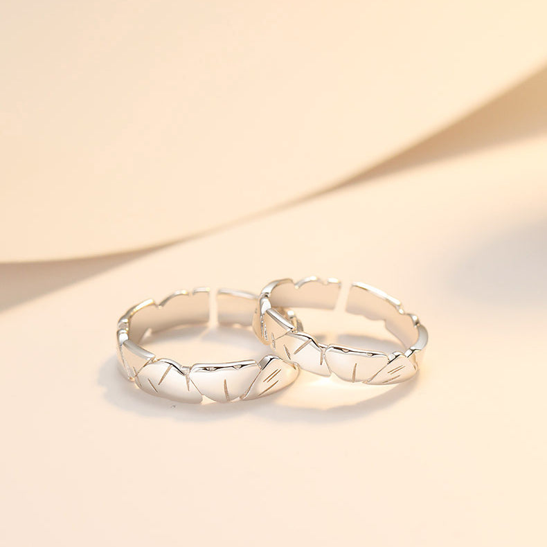 Stone Shape Silver Couple Ring