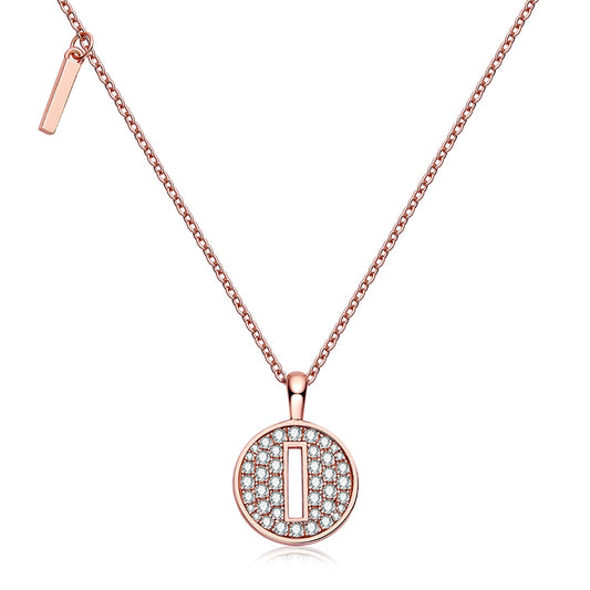 (Rose Gold Colour) Letter I Moissanite Necklace for Women