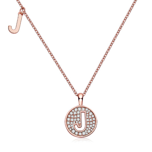 (Rose Gold Colour) Letter J Moissanite Necklace for Women