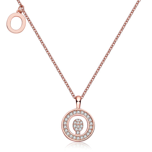 (Rose Gold Colour) Letter O Moissanite Necklace for Women