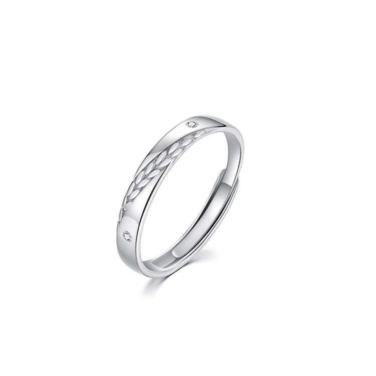 Wheat Ear Leaf Silver Couple Ring