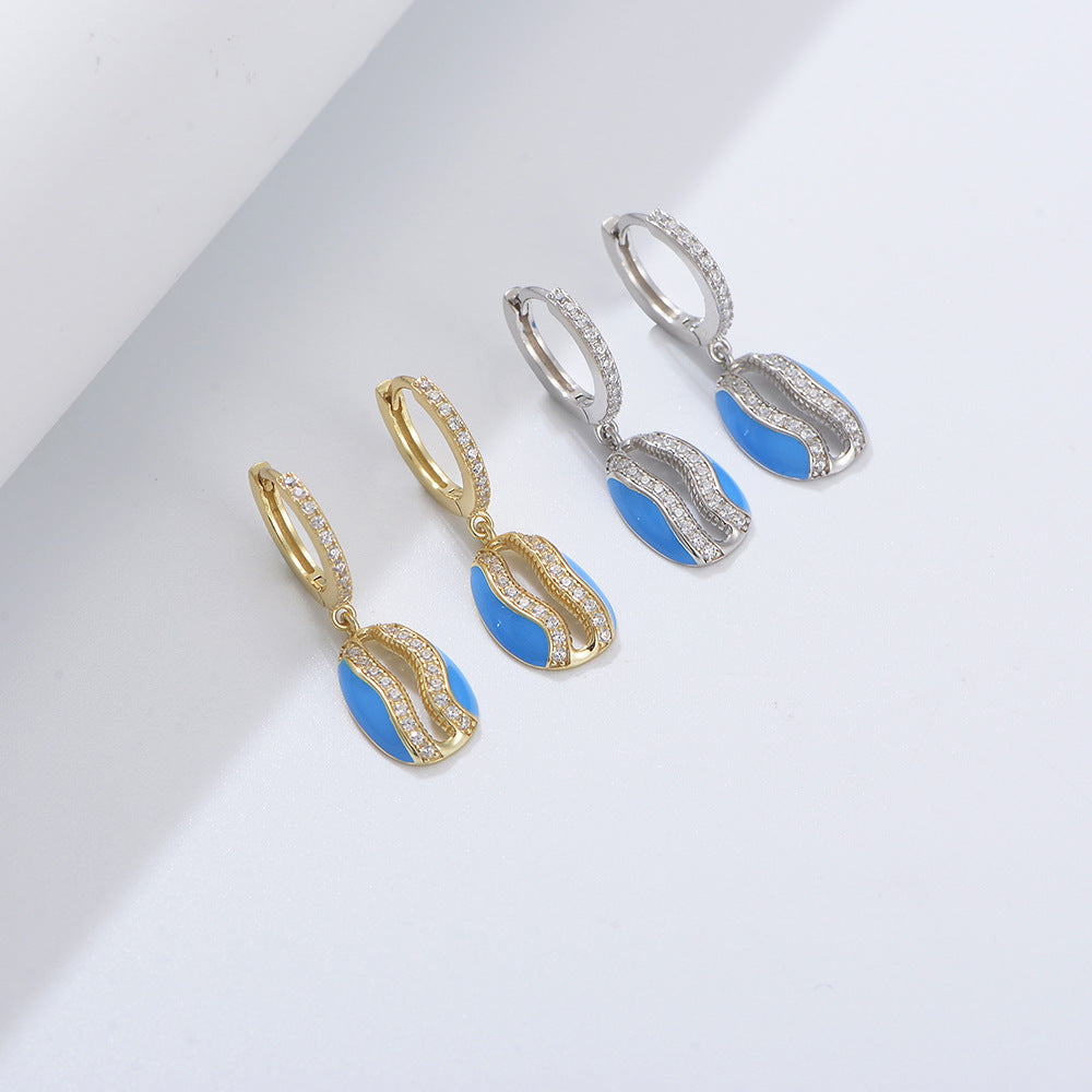 Oval shape with Zircon Silver Drop Earrings for Women