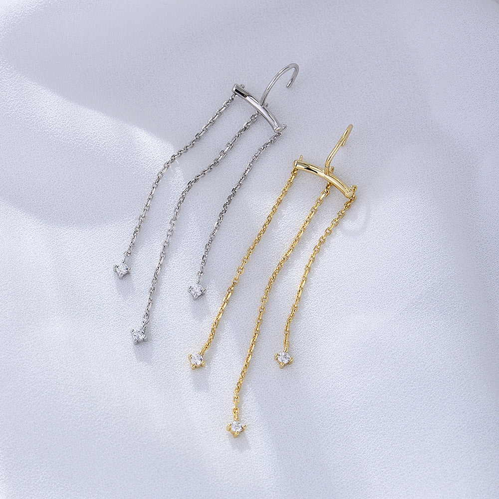 Long Tassel Silver Drop Earrings for Women