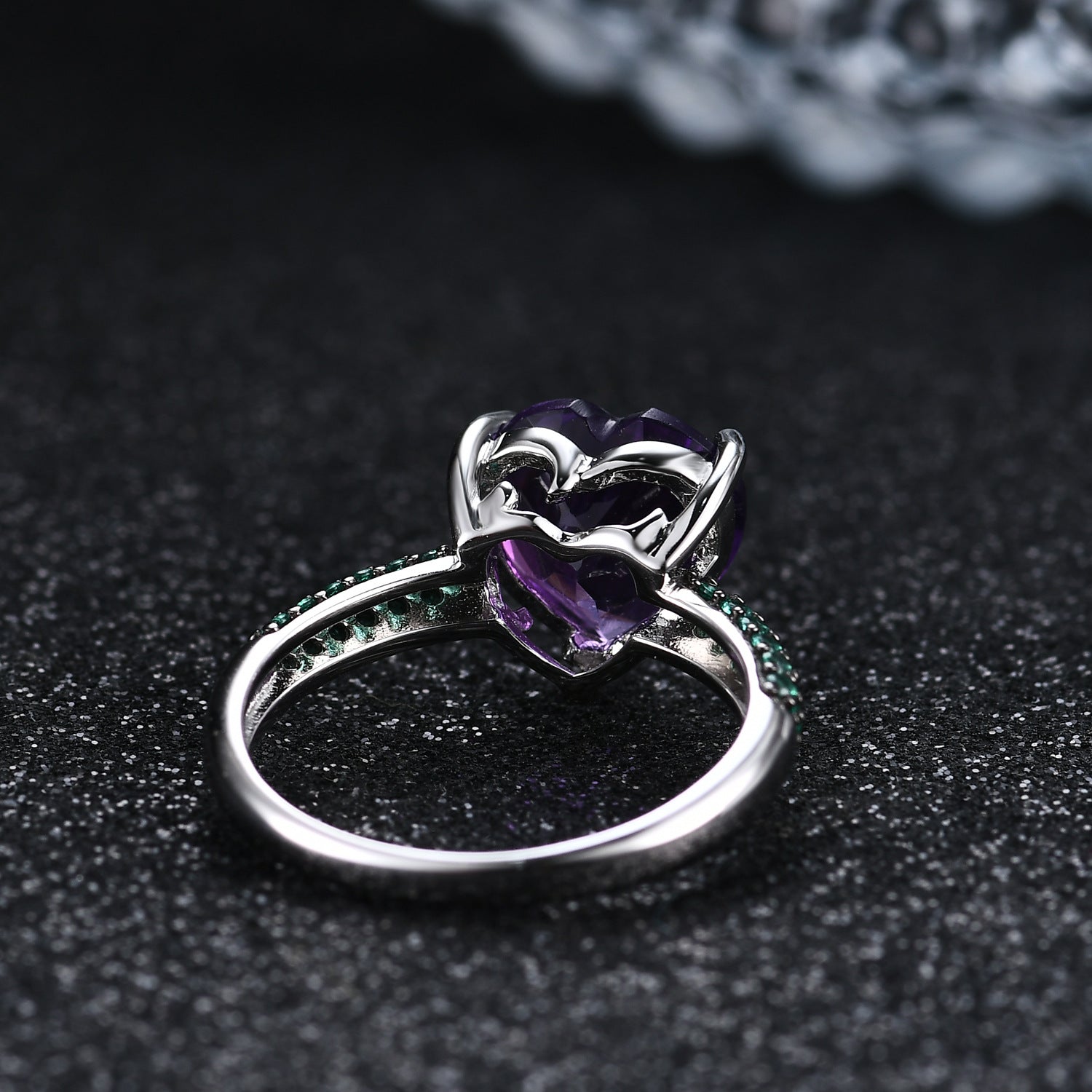 Natural Colourful Gemstone Thorn Bud Design Love Shape Sterling Silver Ring for Women